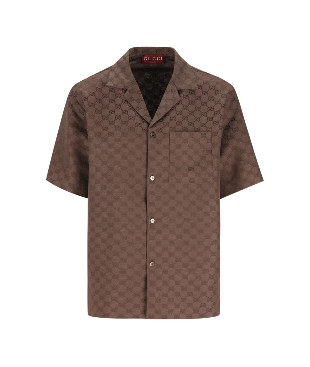 GUCCI Коричневая льняная кэжуал рубашка, фото 2
