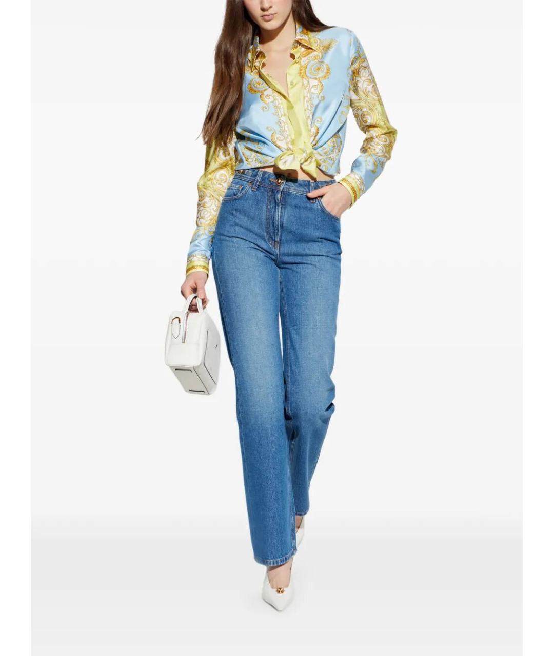 VERSACE Желтая шелковая блузы, фото 2