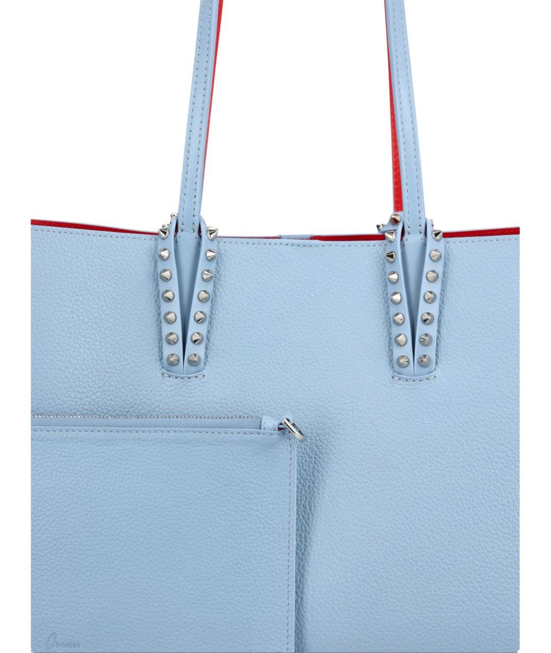 CHRISTIAN LOUBOUTIN Синяя кожаная сумка тоут, фото 3