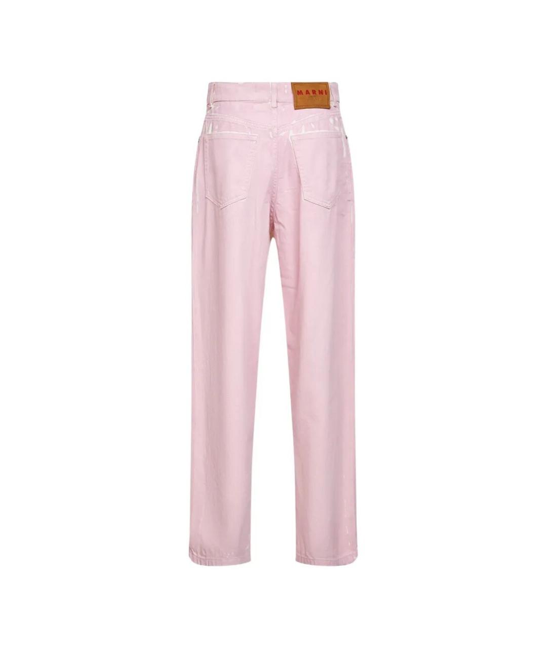 MARNI Розовые хлопковые прямые брюки, фото 2