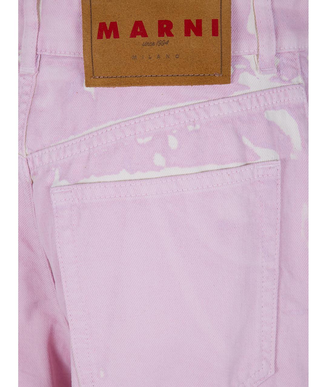 MARNI Розовые хлопковые прямые брюки, фото 5