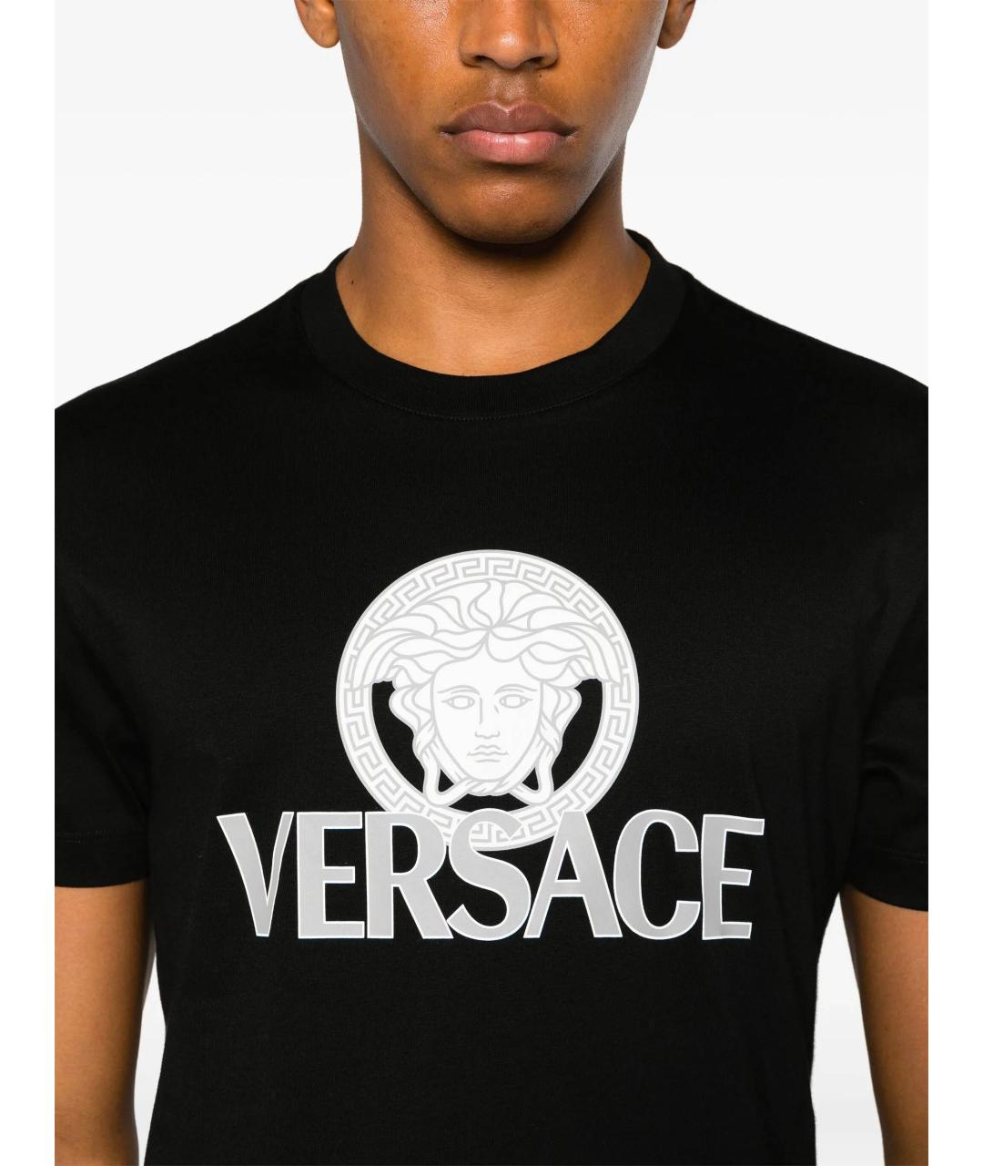 VERSACE Черная хлопковая футболка, фото 5