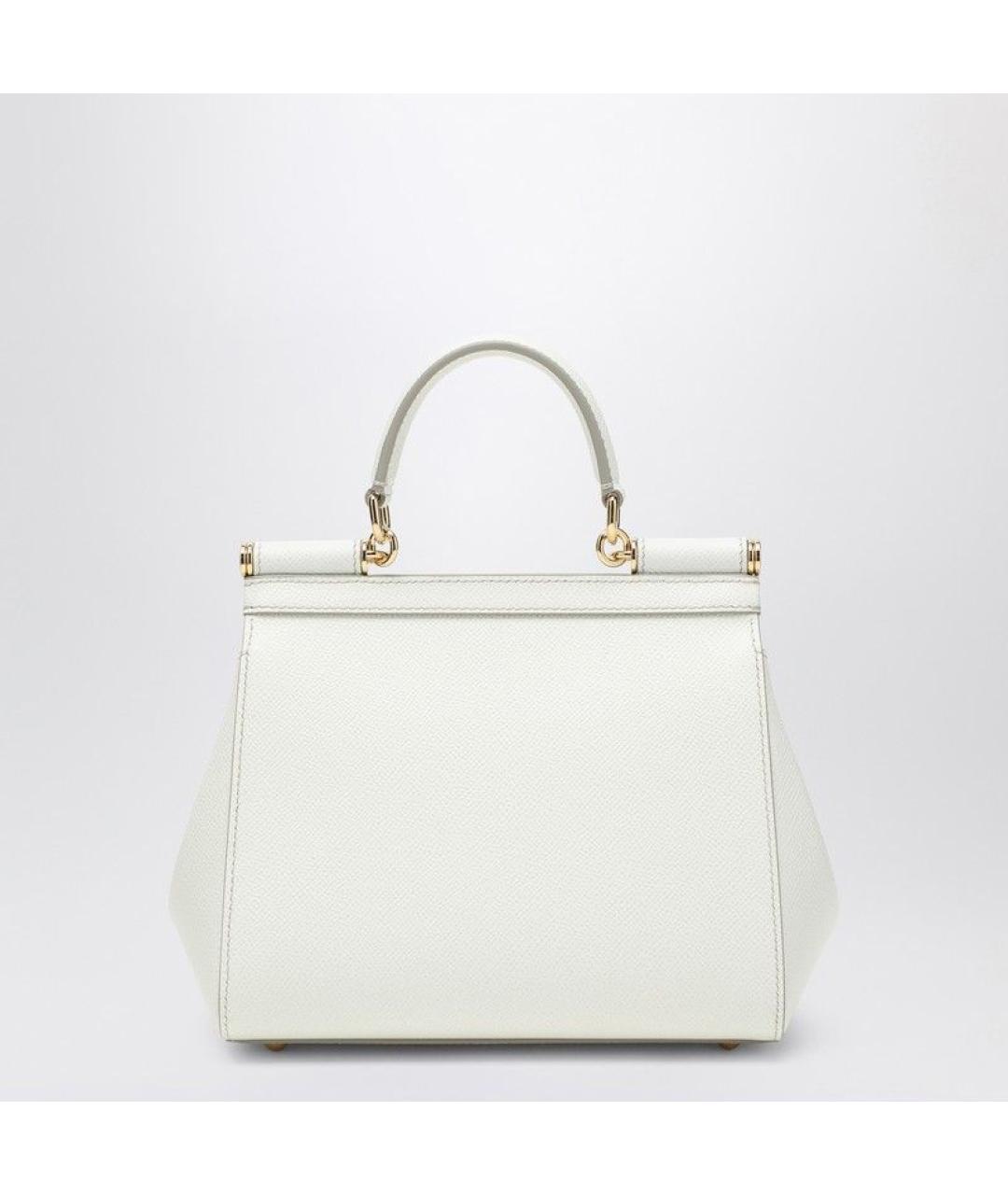 DOLCE&GABBANA Белая кожаная сумка с короткими ручками, фото 2