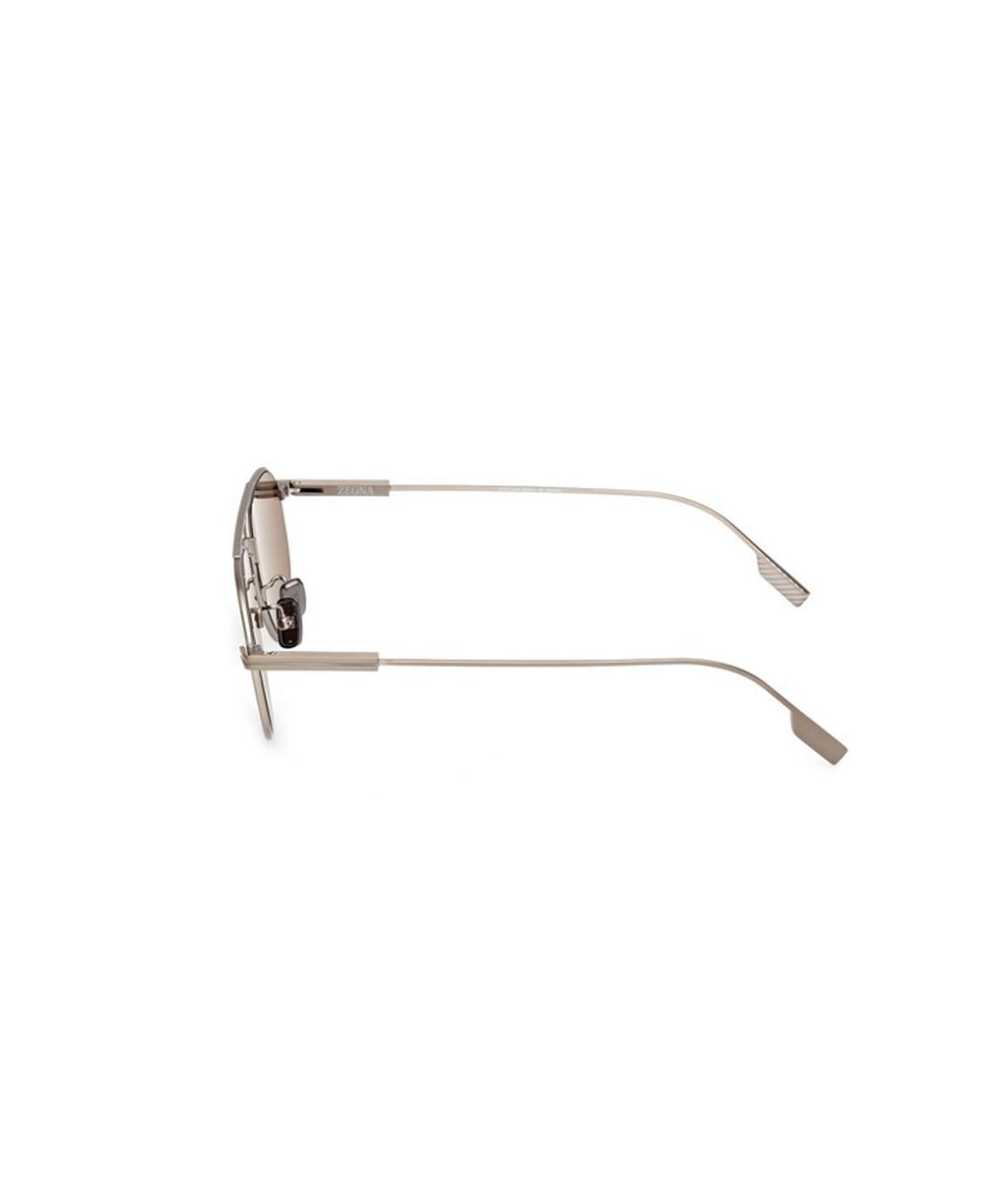 ZEGNA Коричневые пластиковые солнцезащитные очки, фото 2