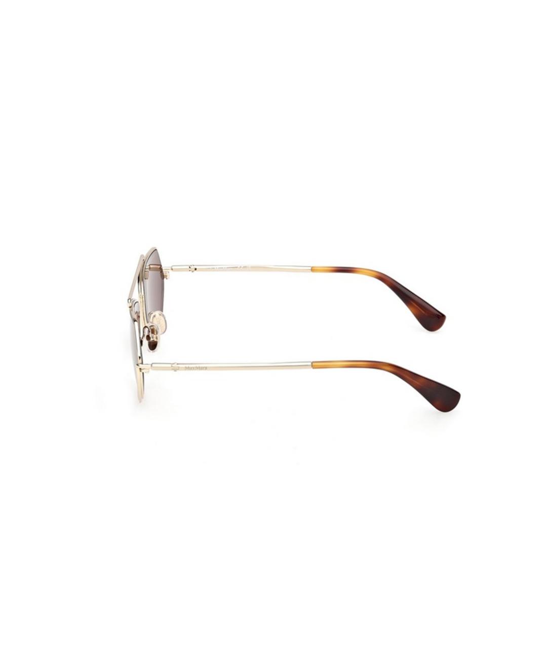 MAX MARA Золотые металлические солнцезащитные очки, фото 2
