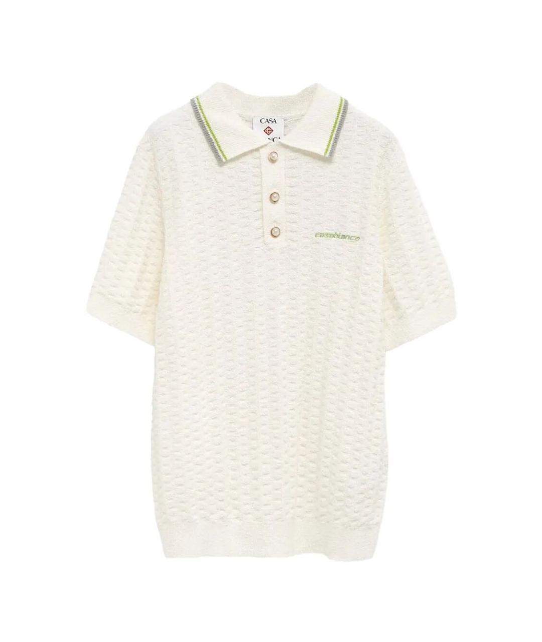 CASABLANCA Белое хлопковое поло с коротким рукавом, фото 1