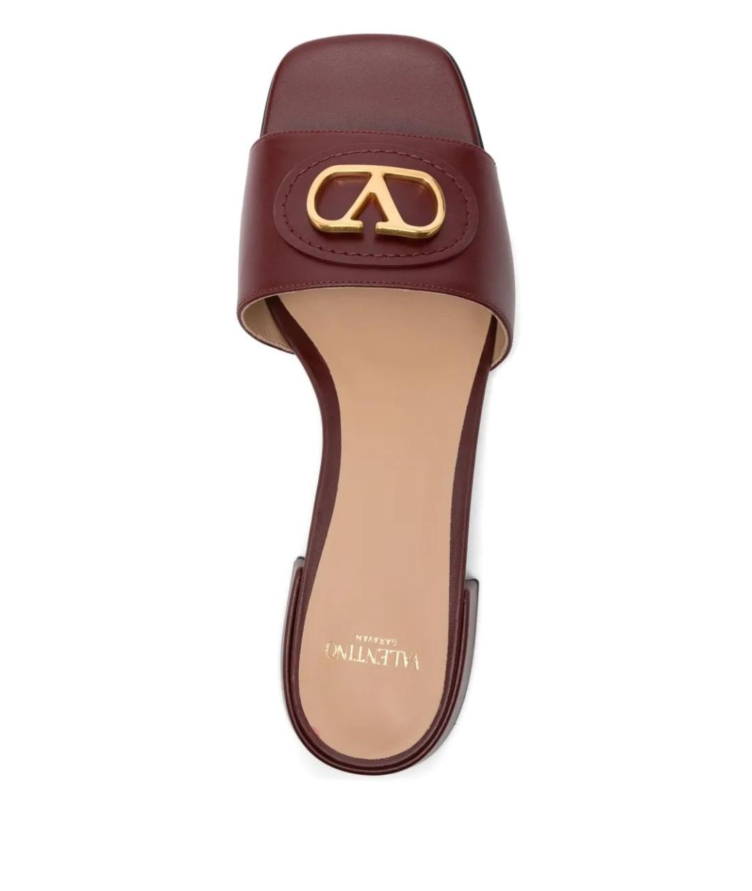 VALENTINO Бордовые кожаные шлепанцы, фото 4