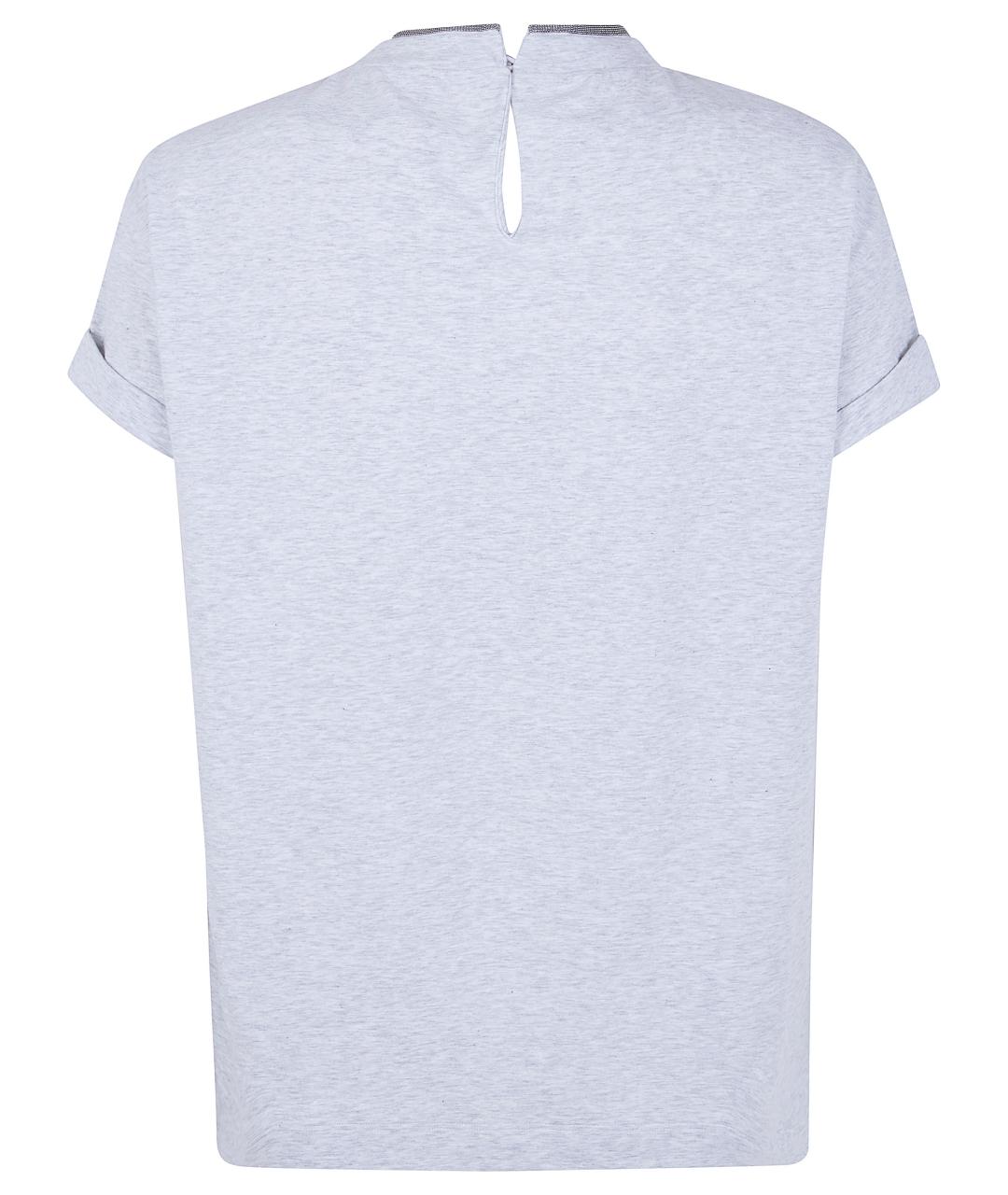 BRUNELLO CUCINELLI Серая хлопковая футболка, фото 2