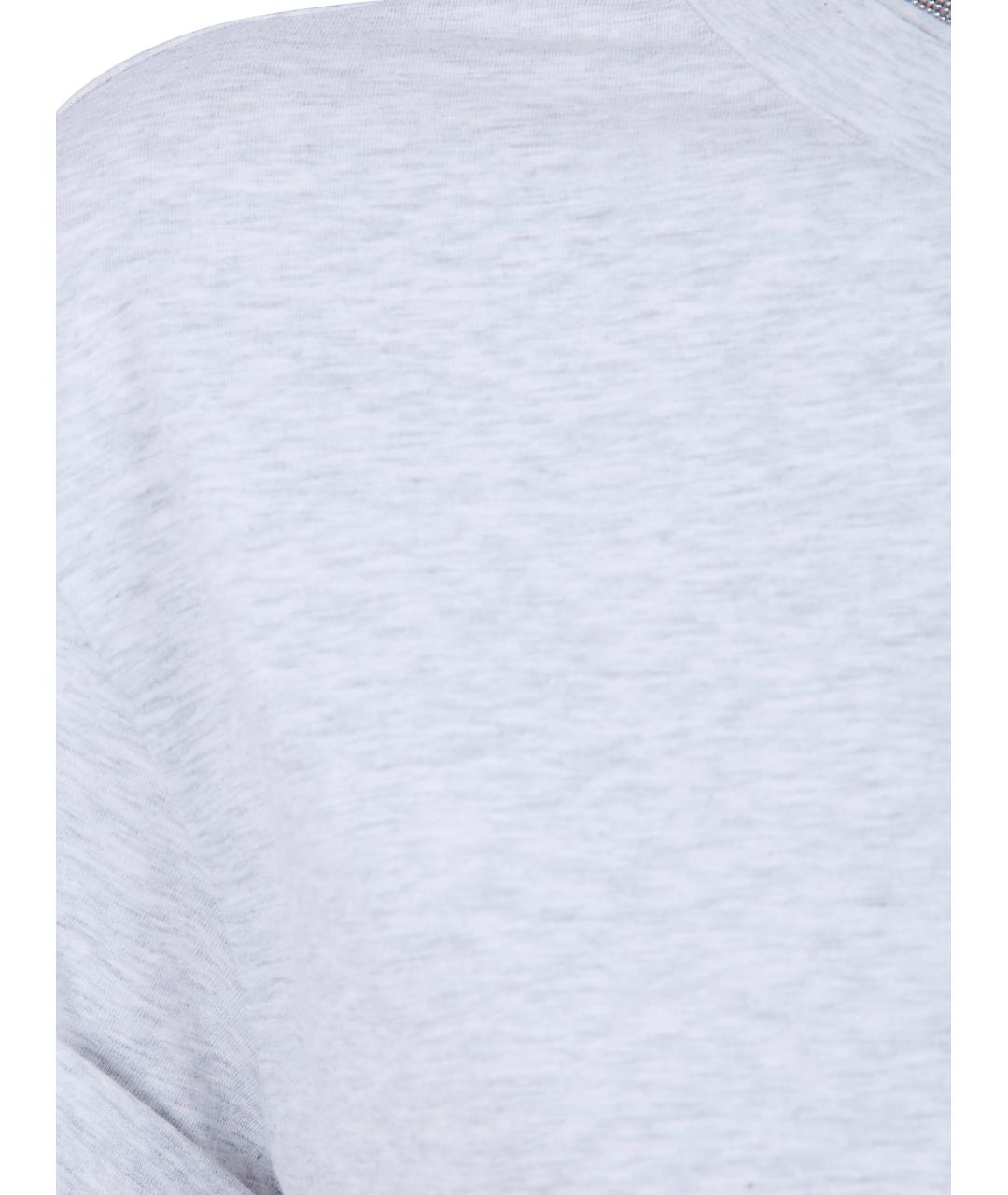 BRUNELLO CUCINELLI Серая хлопковая футболка, фото 3