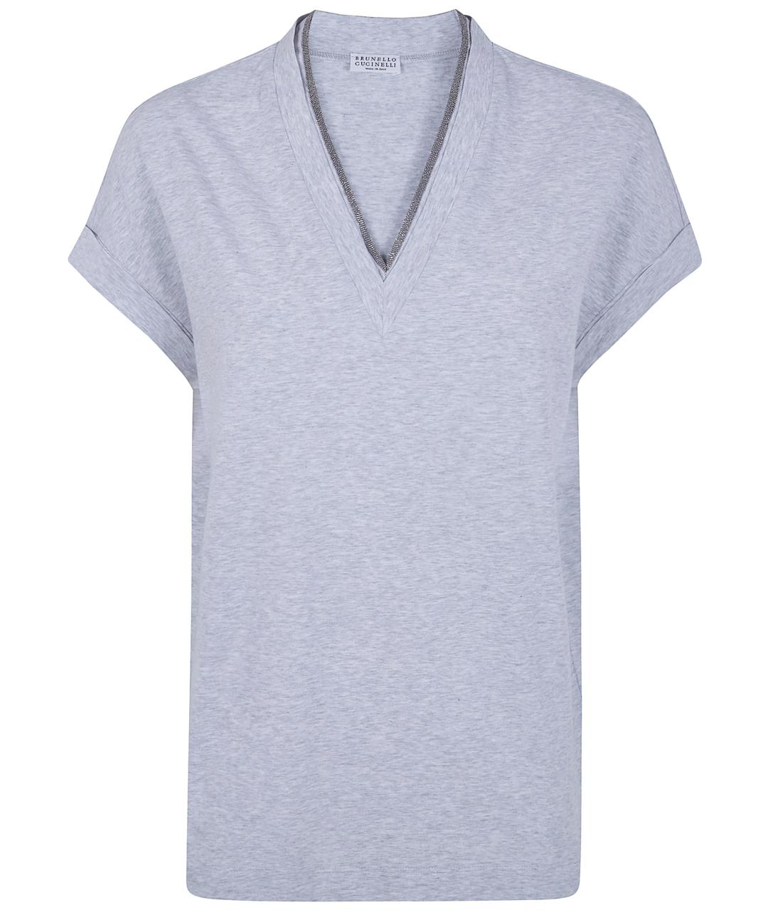BRUNELLO CUCINELLI Серая хлопковая футболка, фото 1