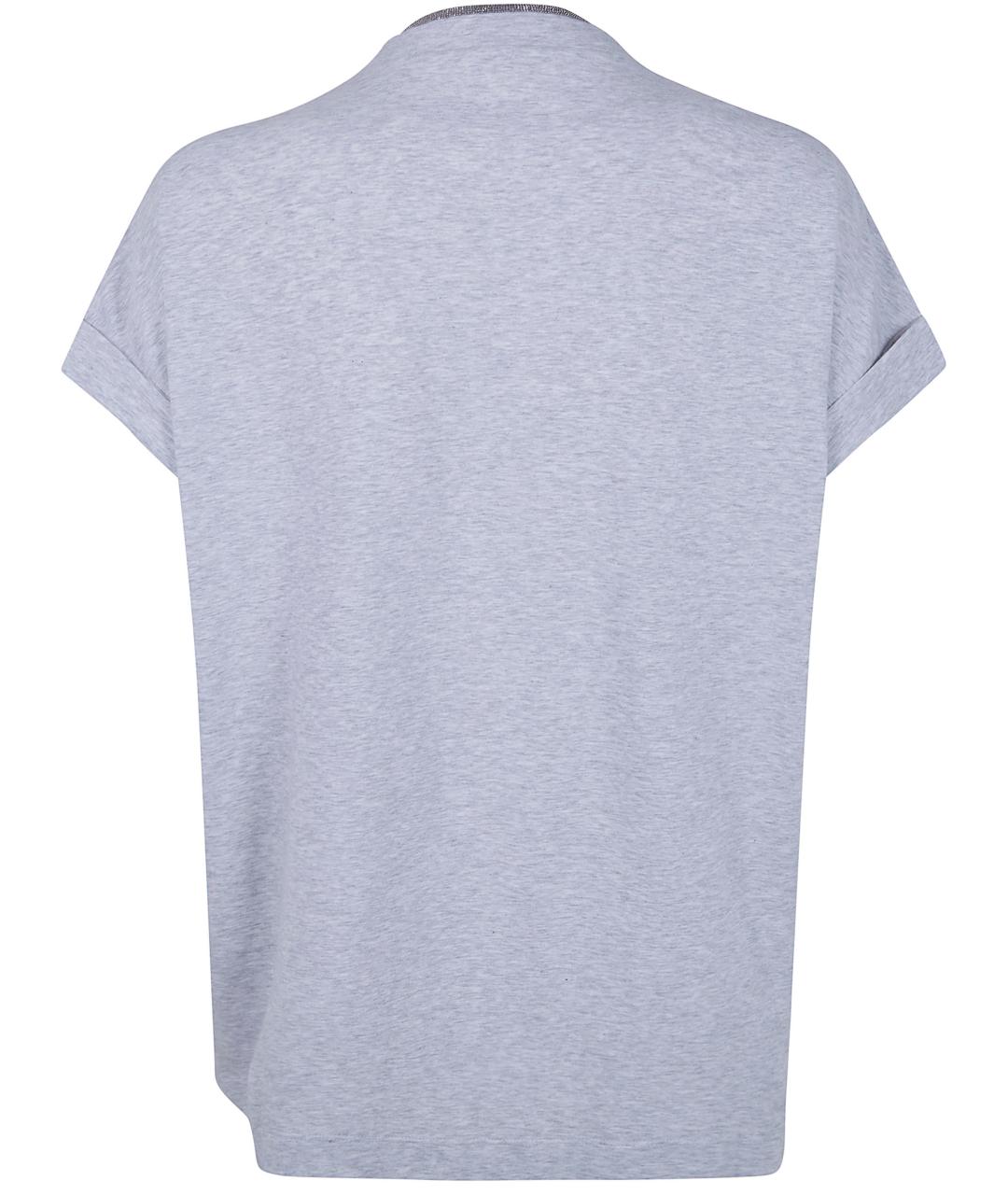BRUNELLO CUCINELLI Серая хлопковая футболка, фото 2