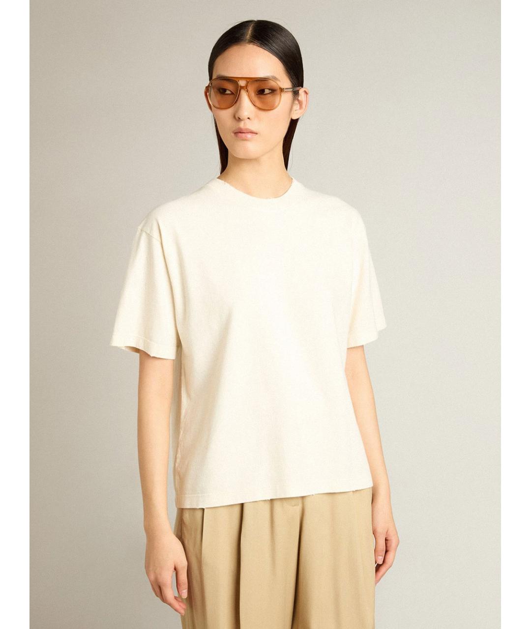 GOLDEN GOOSE DELUXE BRAND Белая хлопковая футболка, фото 2