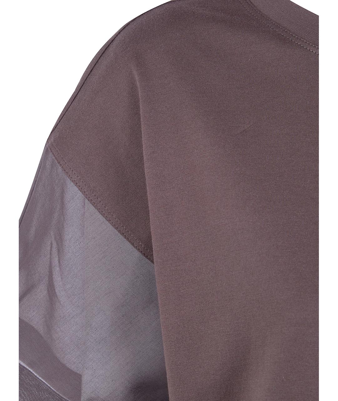 BRUNELLO CUCINELLI Коричневая хлопковая футболка, фото 3