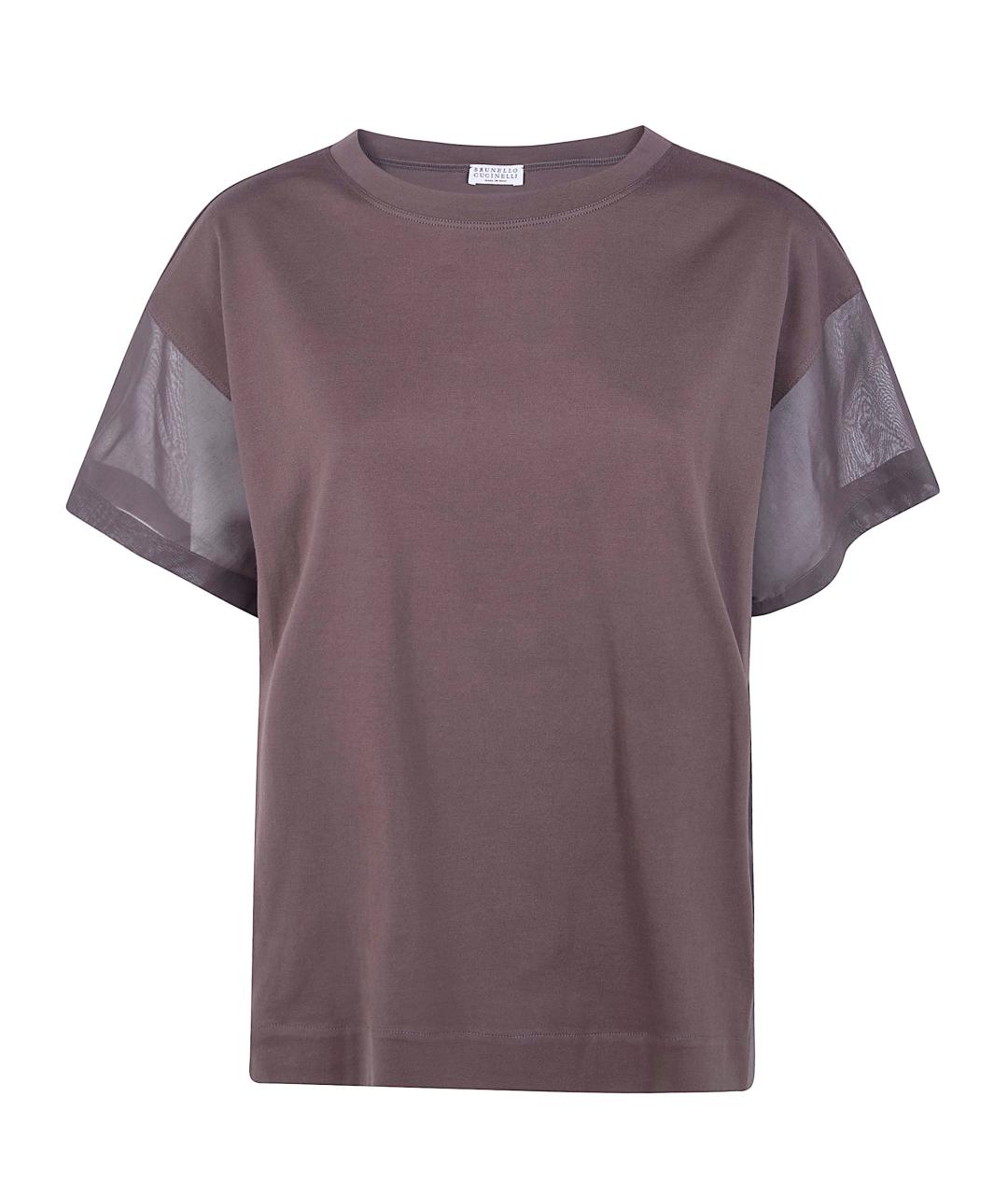 BRUNELLO CUCINELLI Коричневая хлопковая футболка, фото 1