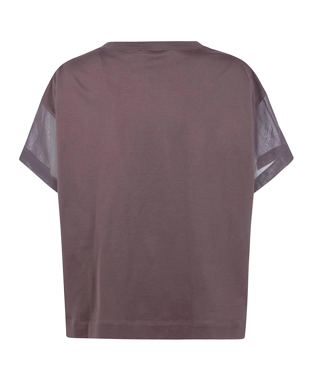 BRUNELLO CUCINELLI Коричневая хлопковая футболка, фото 2