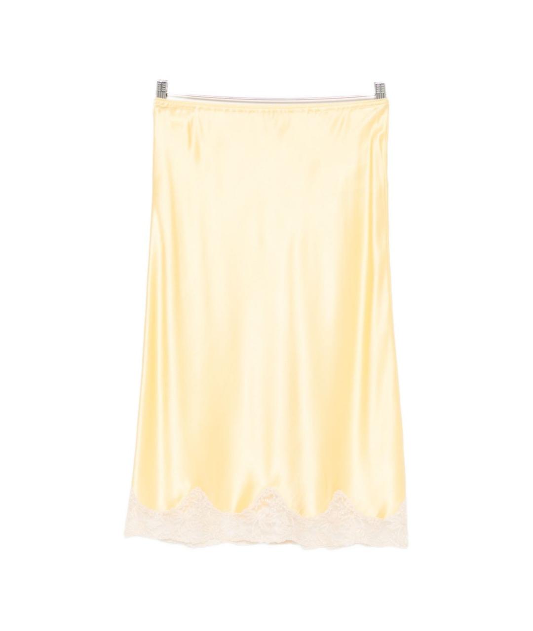 SAINT LAURENT Желтая шелковая юбка миди, фото 1