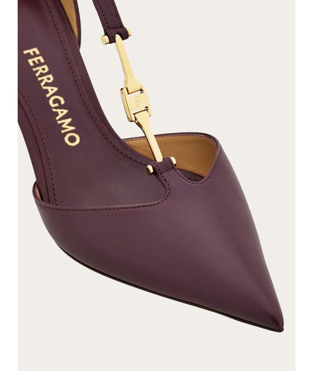 FERRAGAMO Бордовые кожаные туфли, фото 5
