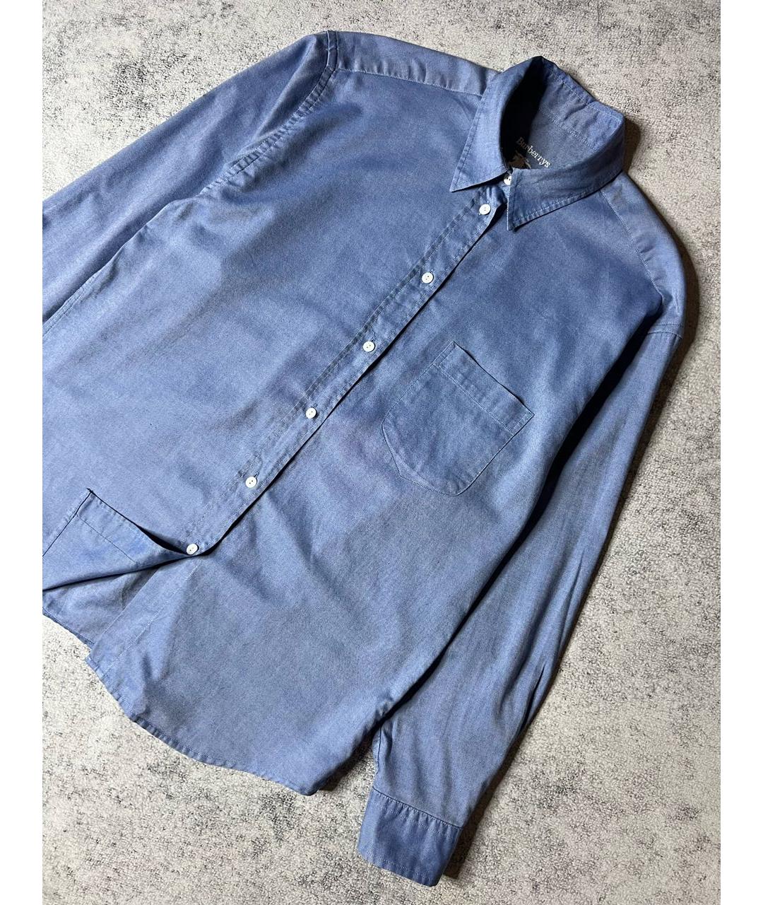 BURBERRY Голубая хлопковая рубашка, фото 4