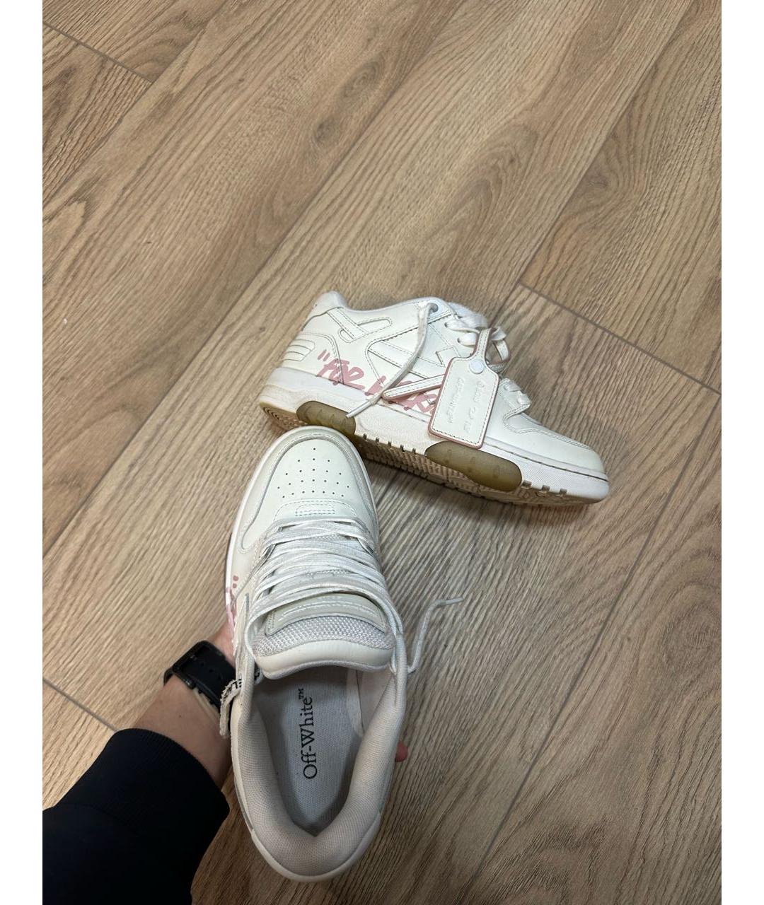 OFF-WHITE Белые кожаные кроссовки, фото 5