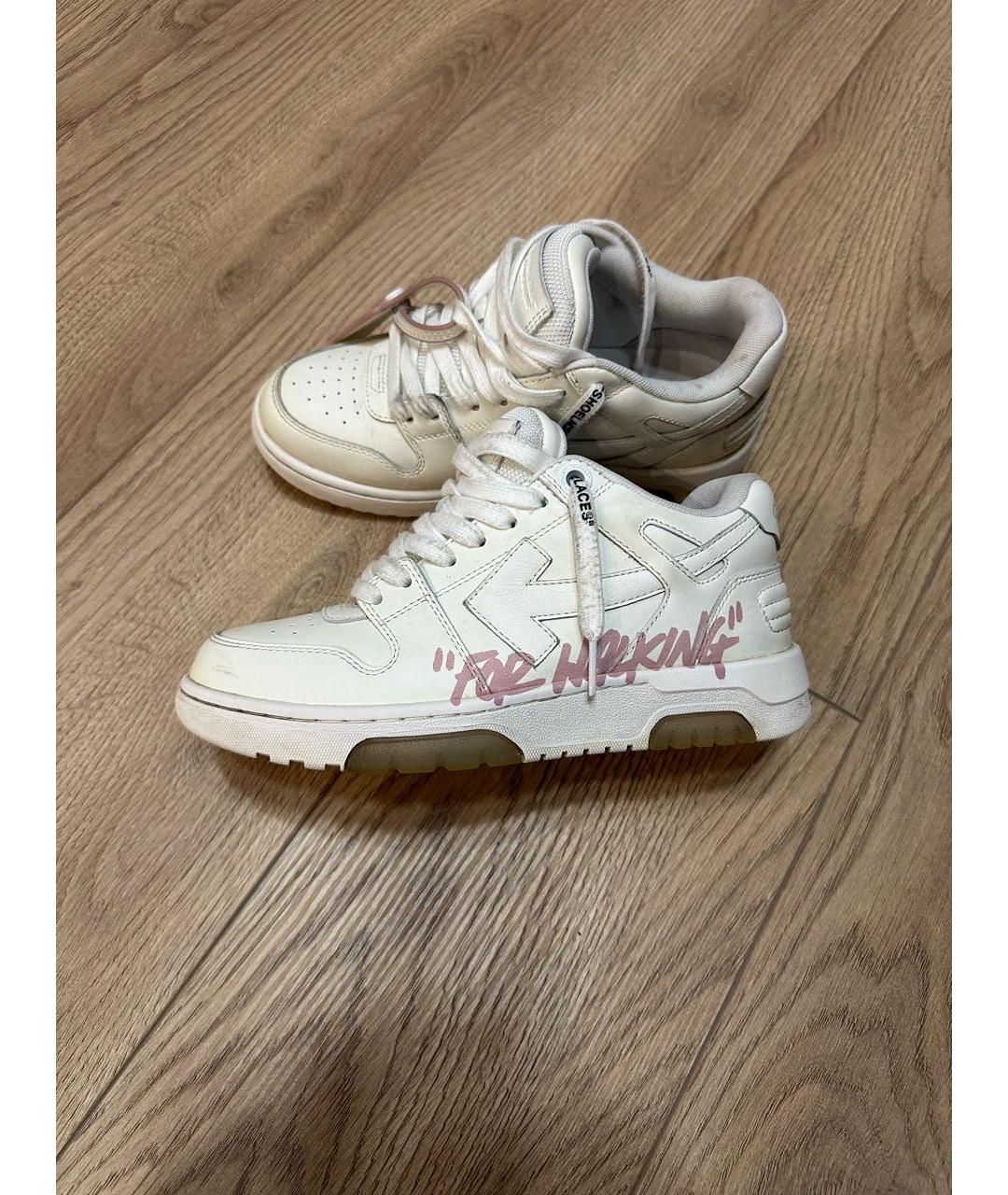 OFF-WHITE Белые кожаные кроссовки, фото 9