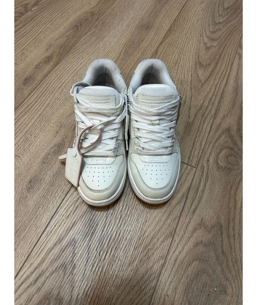 OFF-WHITE Белые кожаные кроссовки, фото 4