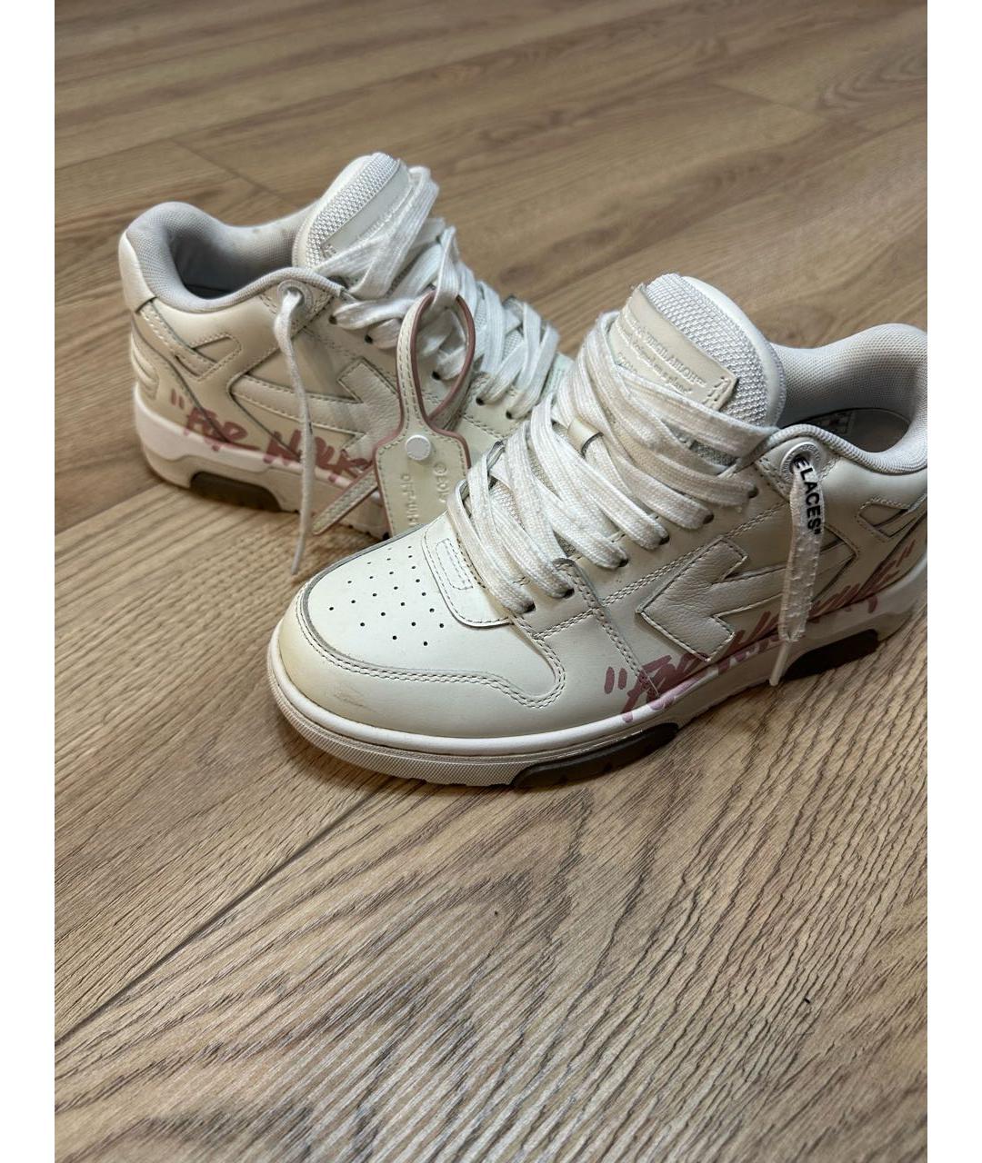 OFF-WHITE Белые кожаные кроссовки, фото 2