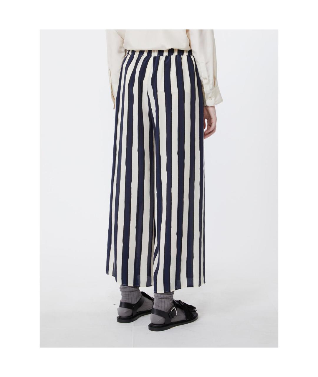 WEEKEND MAX MARA Синие шелковые прямые брюки, фото 3