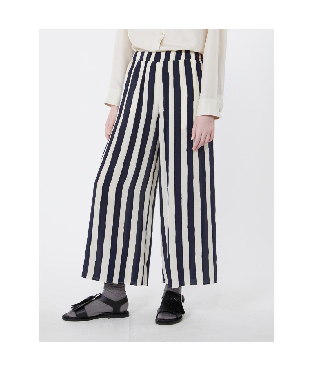 WEEKEND MAX MARA Синие шелковые прямые брюки, фото 2