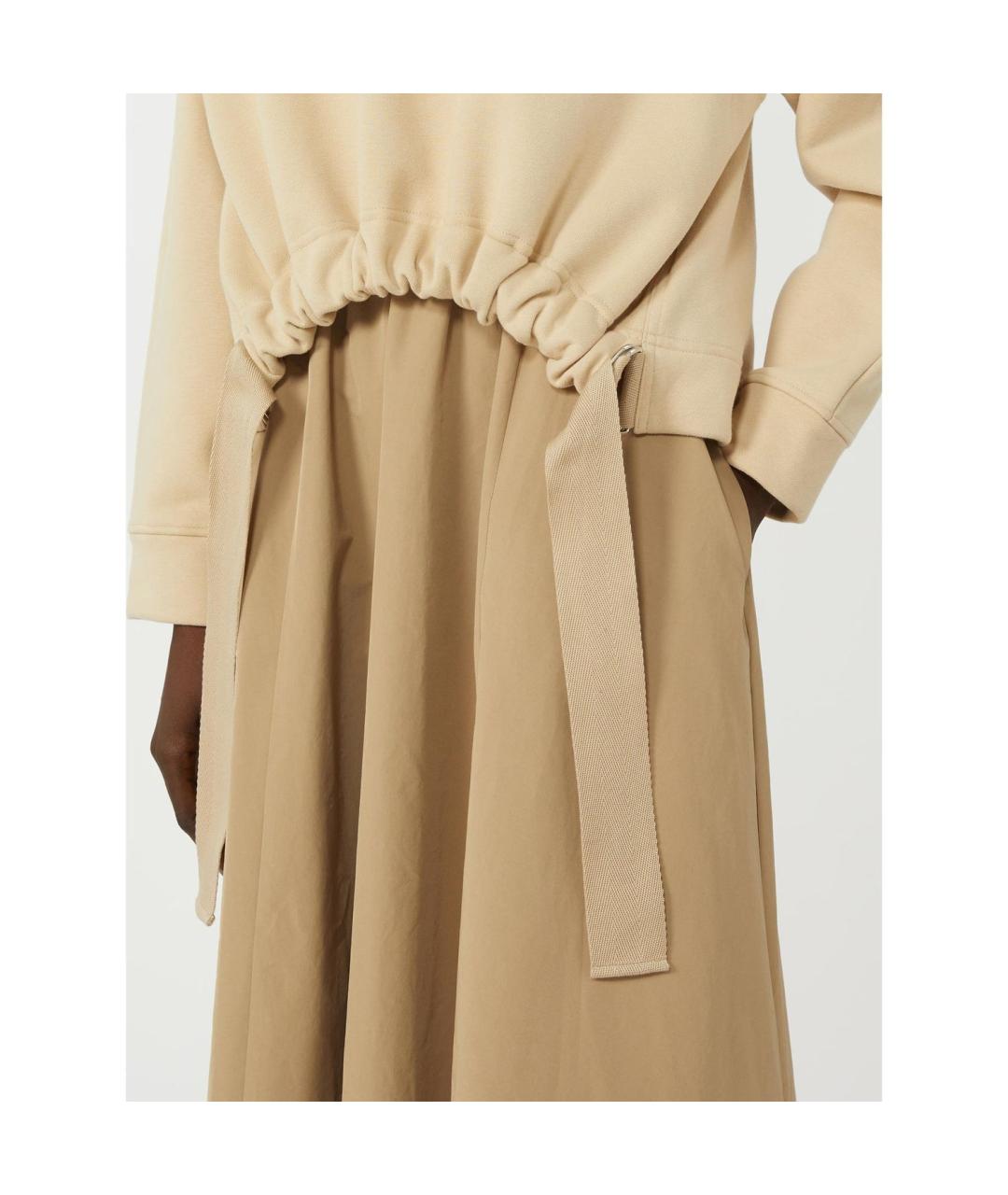 WEEKEND MAX MARA Бежевое хлопковое повседневное платье, фото 4