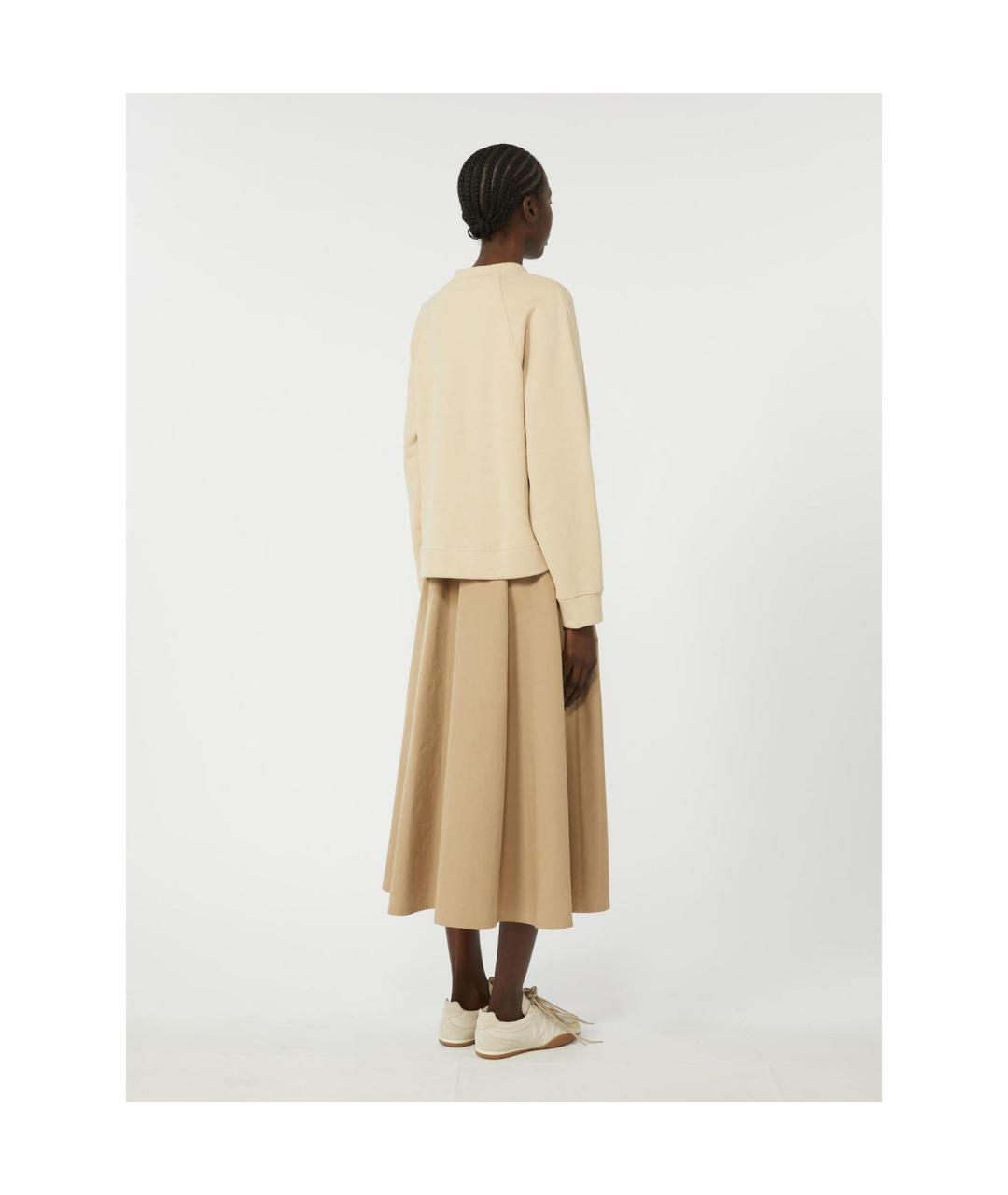 WEEKEND MAX MARA Бежевое хлопковое повседневное платье, фото 3