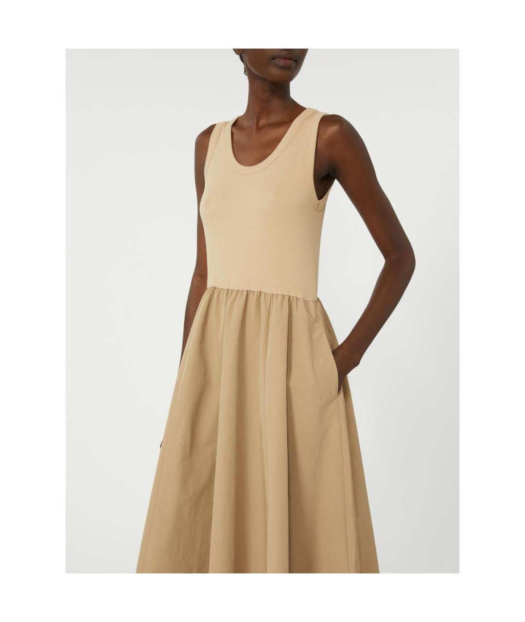 WEEKEND MAX MARA Бежевое хлопковое повседневное платье, фото 2