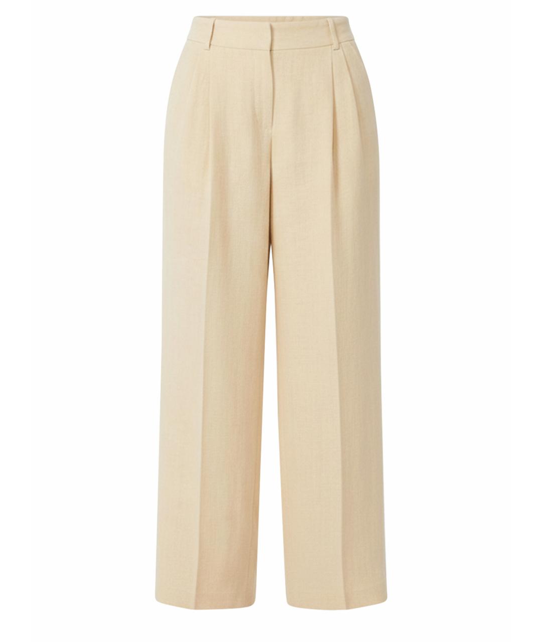 MAX MARA STUDIO Бежевые льняные прямые брюки, фото 1