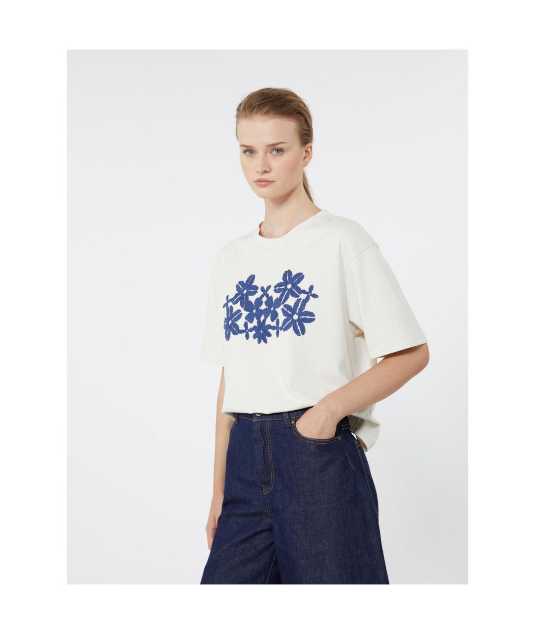 WEEKEND MAX MARA Бежевая хлопковая футболка, фото 3