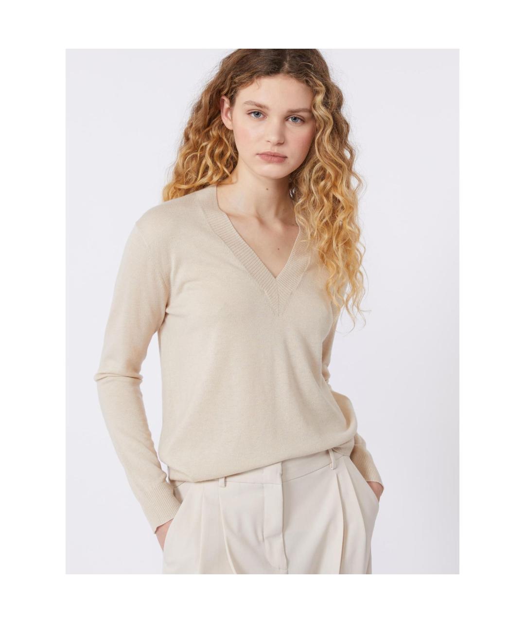 WEEKEND MAX MARA Бежевый кашемировый джемпер / свитер, фото 3