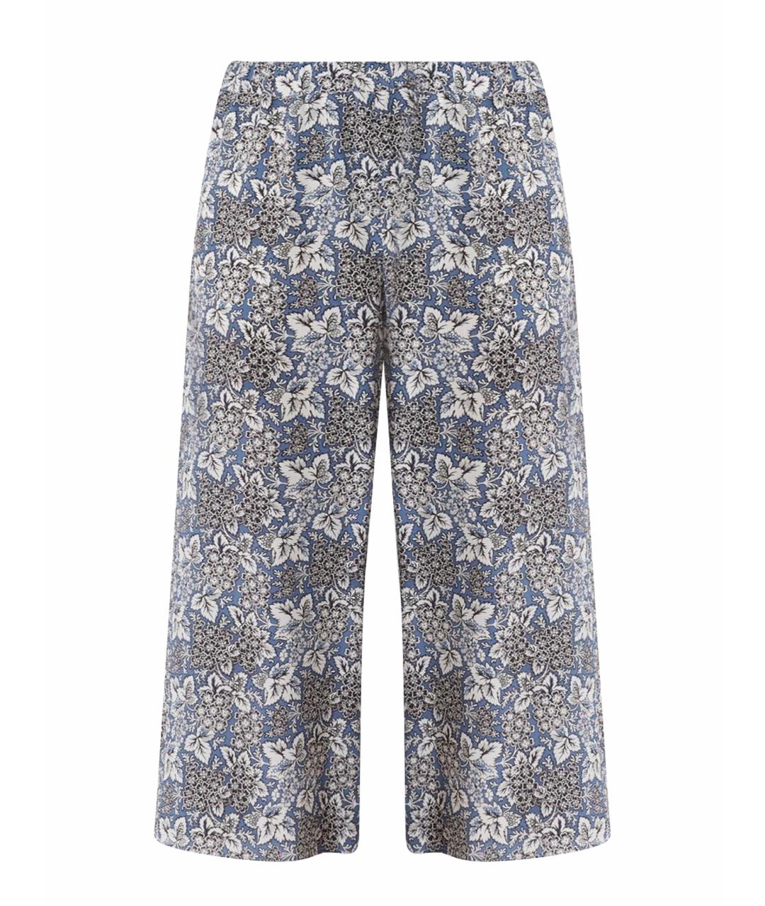 WEEKEND MAX MARA Синие шелковые прямые брюки, фото 1