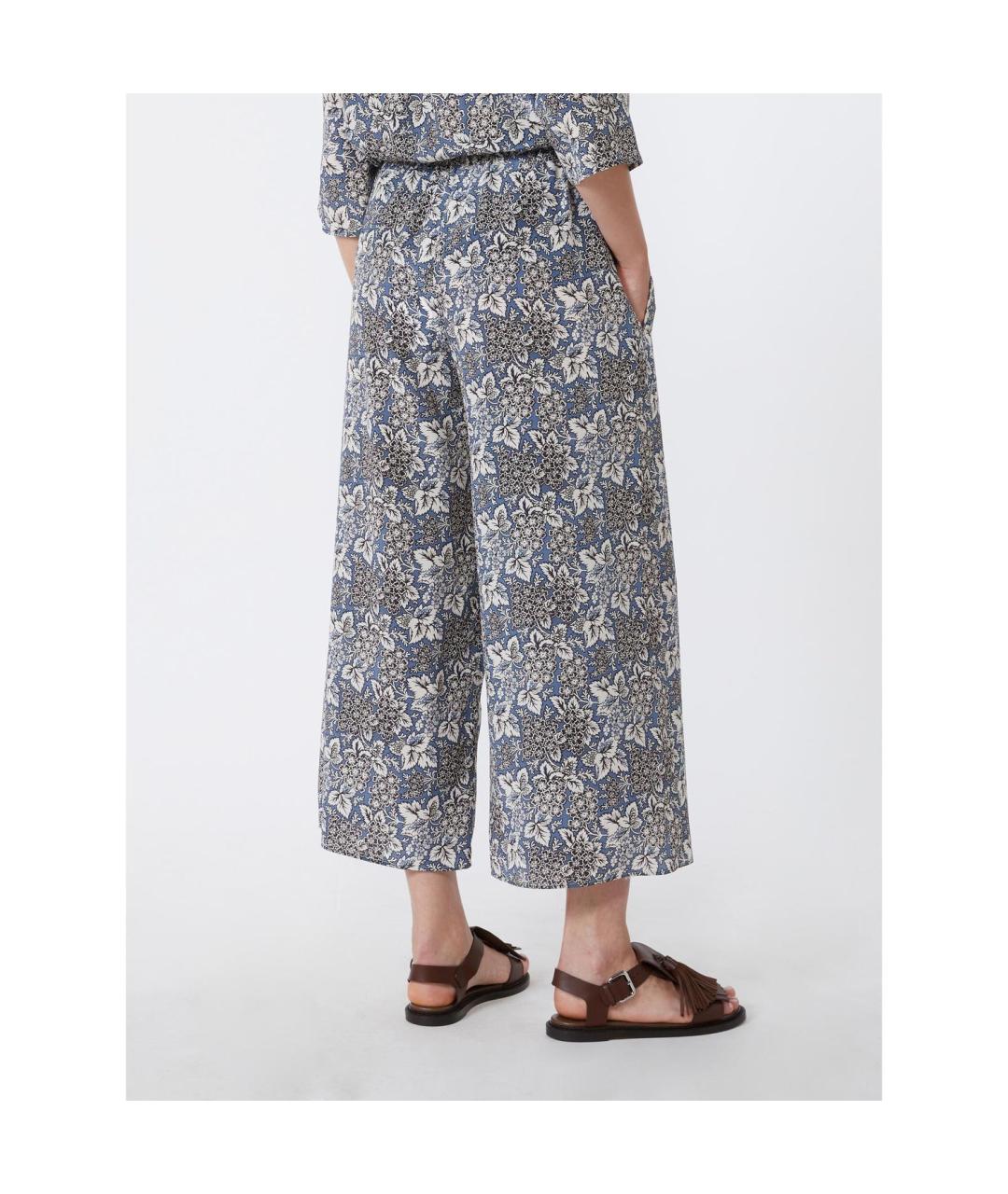 WEEKEND MAX MARA Синие шелковые прямые брюки, фото 2