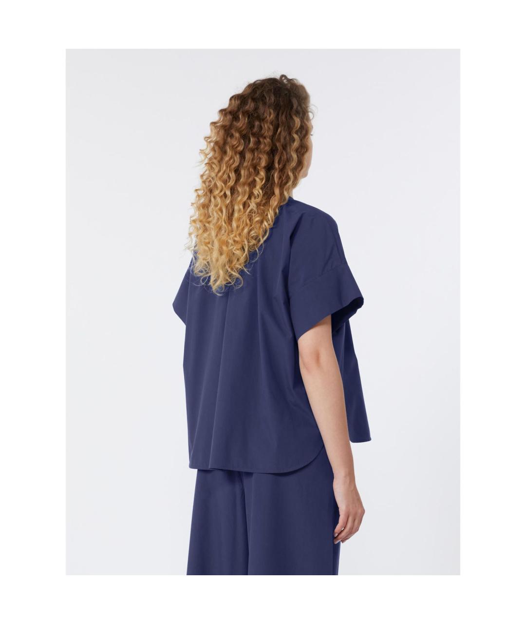 WEEKEND MAX MARA Темно-синяя хлопковая рубашка, фото 2