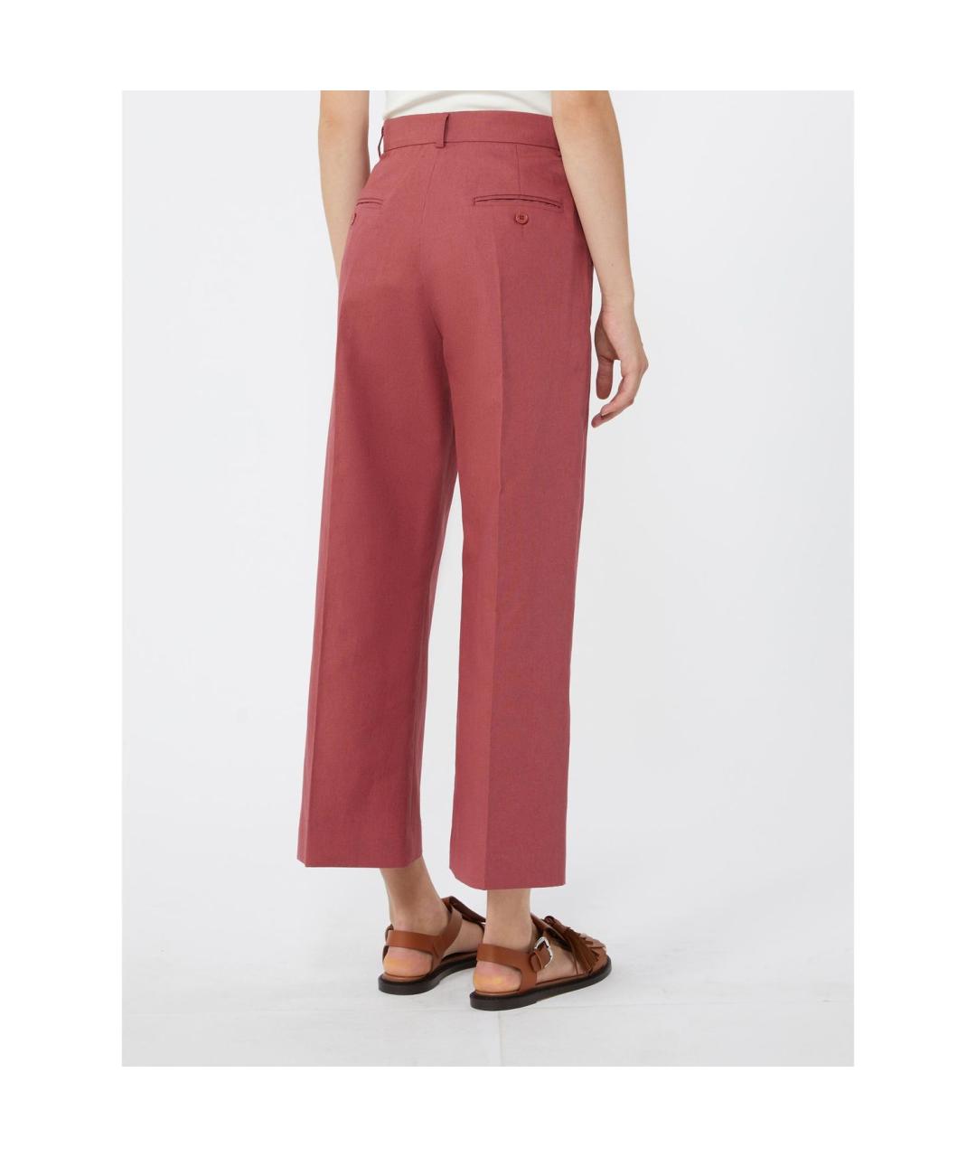 WEEKEND MAX MARA Фуксия хлопковые прямые брюки, фото 2