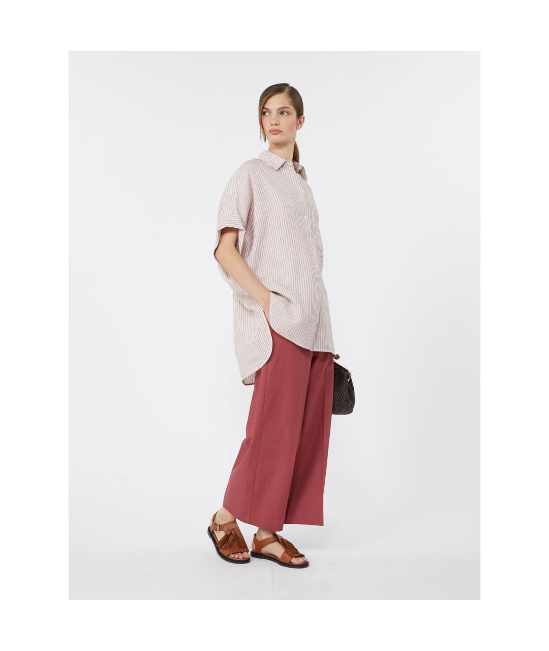 WEEKEND MAX MARA Фуксия хлопковые прямые брюки, фото 3