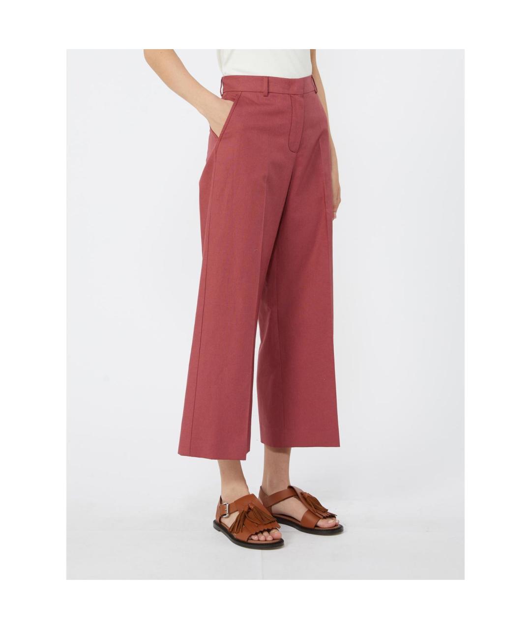 WEEKEND MAX MARA Фуксия хлопковые прямые брюки, фото 4