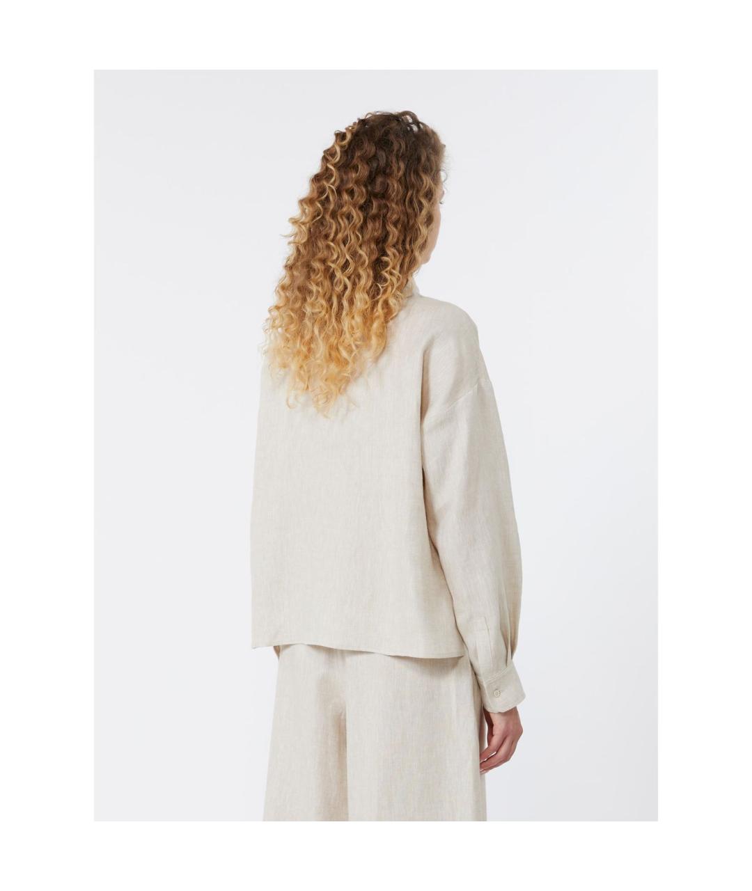 WEEKEND MAX MARA Бежевая льняная рубашка, фото 2