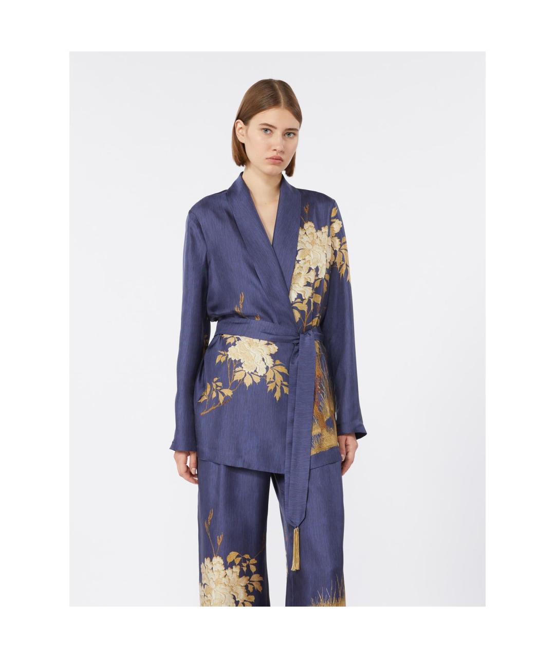 MAX MARA STUDIO Синий шелковый жакет/пиджак, фото 4