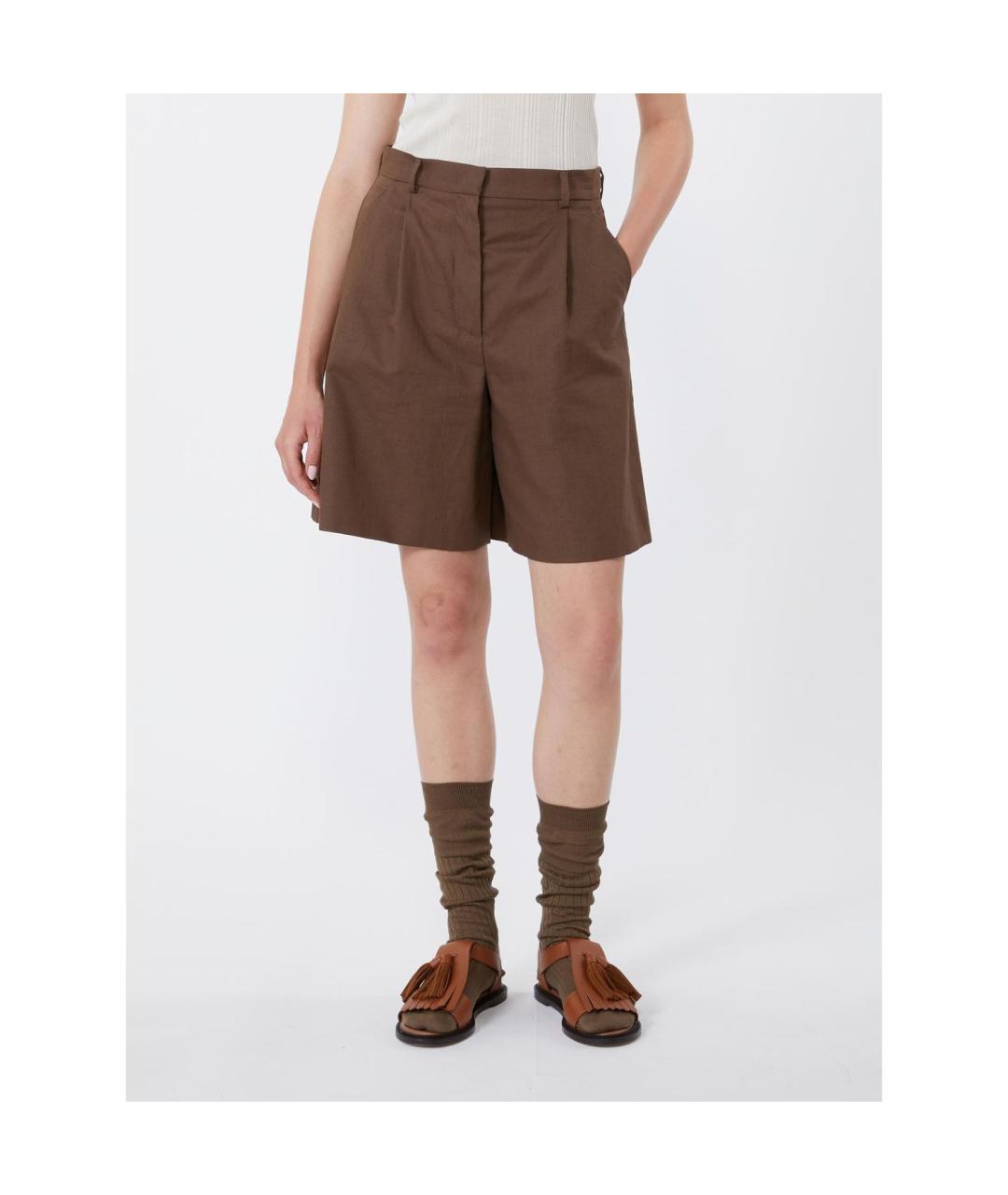 WEEKEND MAX MARA Коричневые хлопковые шорты, фото 3