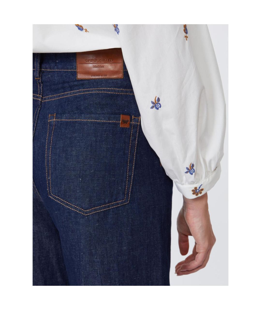 WEEKEND MAX MARA Синие хлопковые прямые джинсы, фото 3