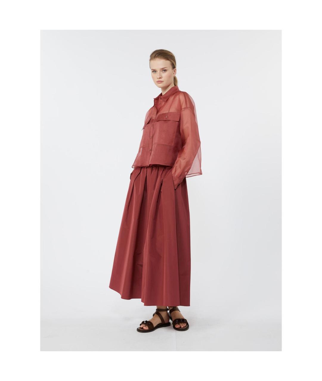 WEEKEND MAX MARA Фуксия полиэстеровая юбка макси, фото 3