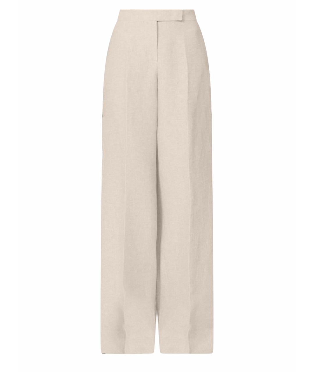 MAX MARA Бежевые льняные прямые брюки, фото 1