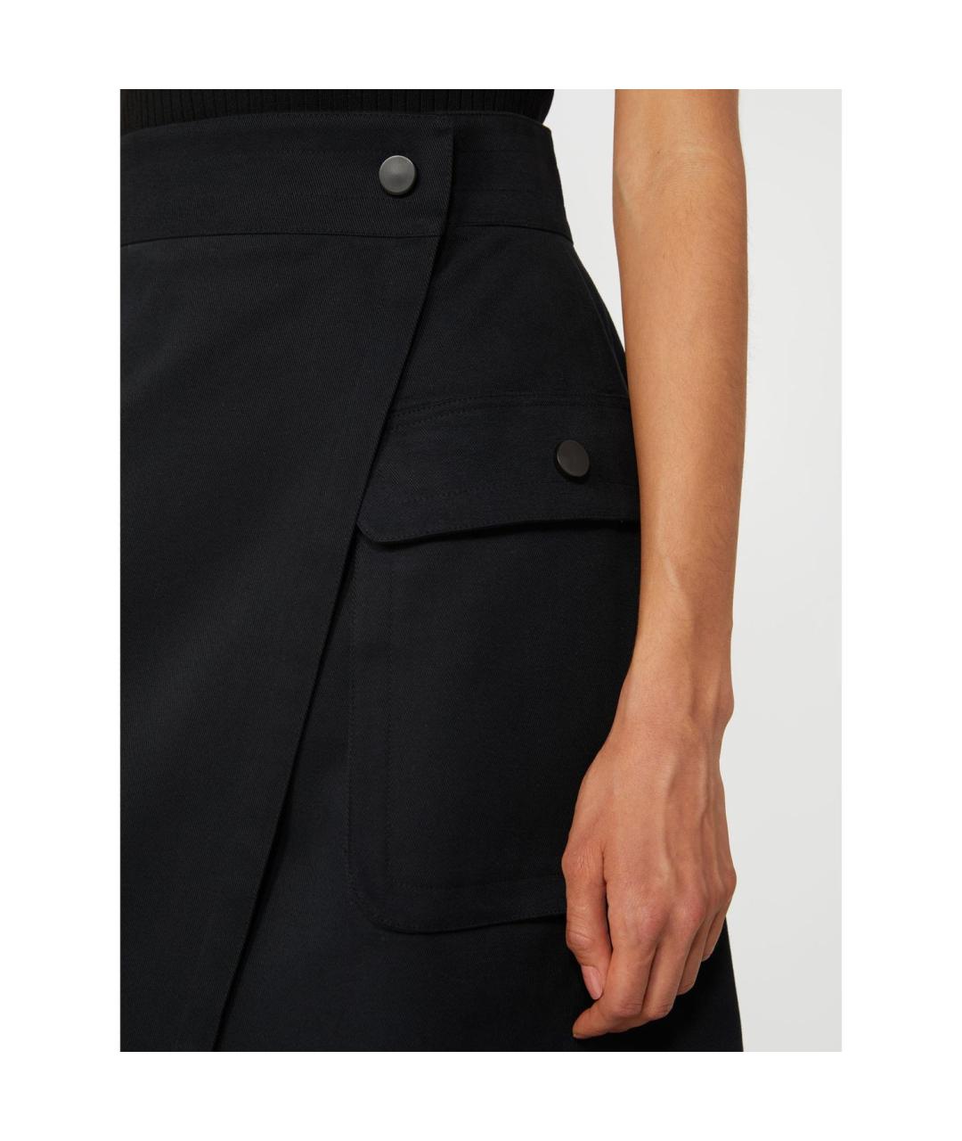 MAX MARA Черная хлопковая юбка миди, фото 3