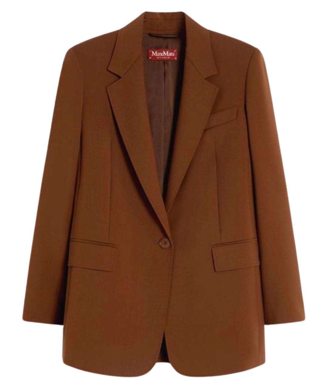 MAX MARA STUDIO Коричневый шерстяной жакет/пиджак, фото 1