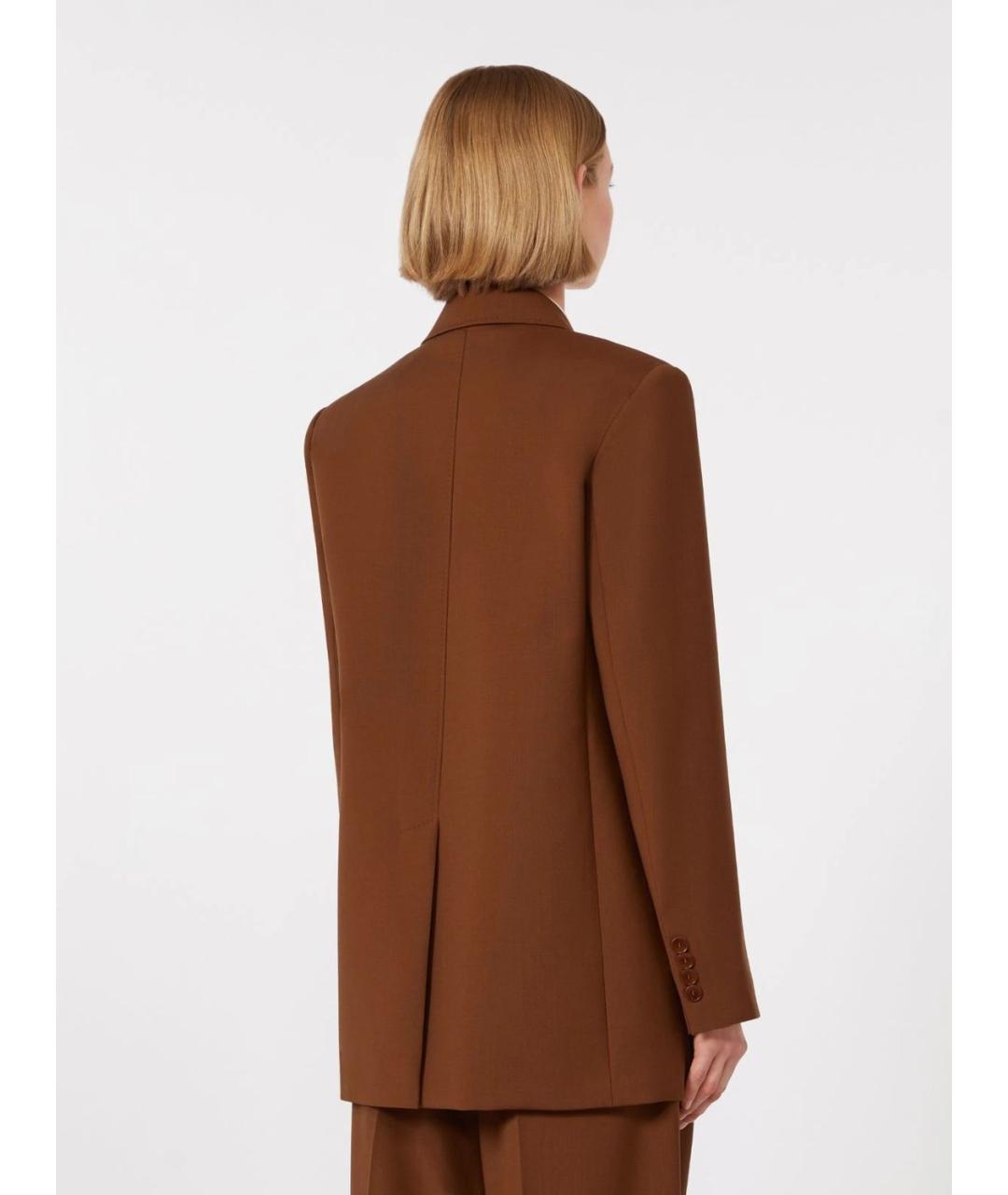 MAX MARA STUDIO Коричневый шерстяной жакет/пиджак, фото 4