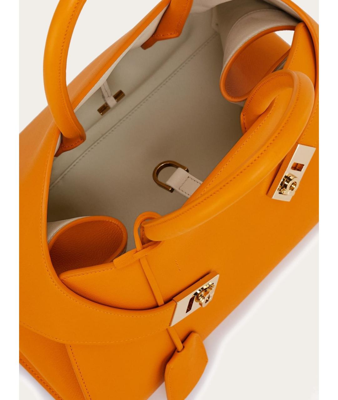 FERRAGAMO Оранжевая кожаная сумка тоут, фото 4
